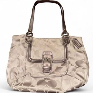 Coach Signature Canvas & Leather Buckle Shoulder Bag